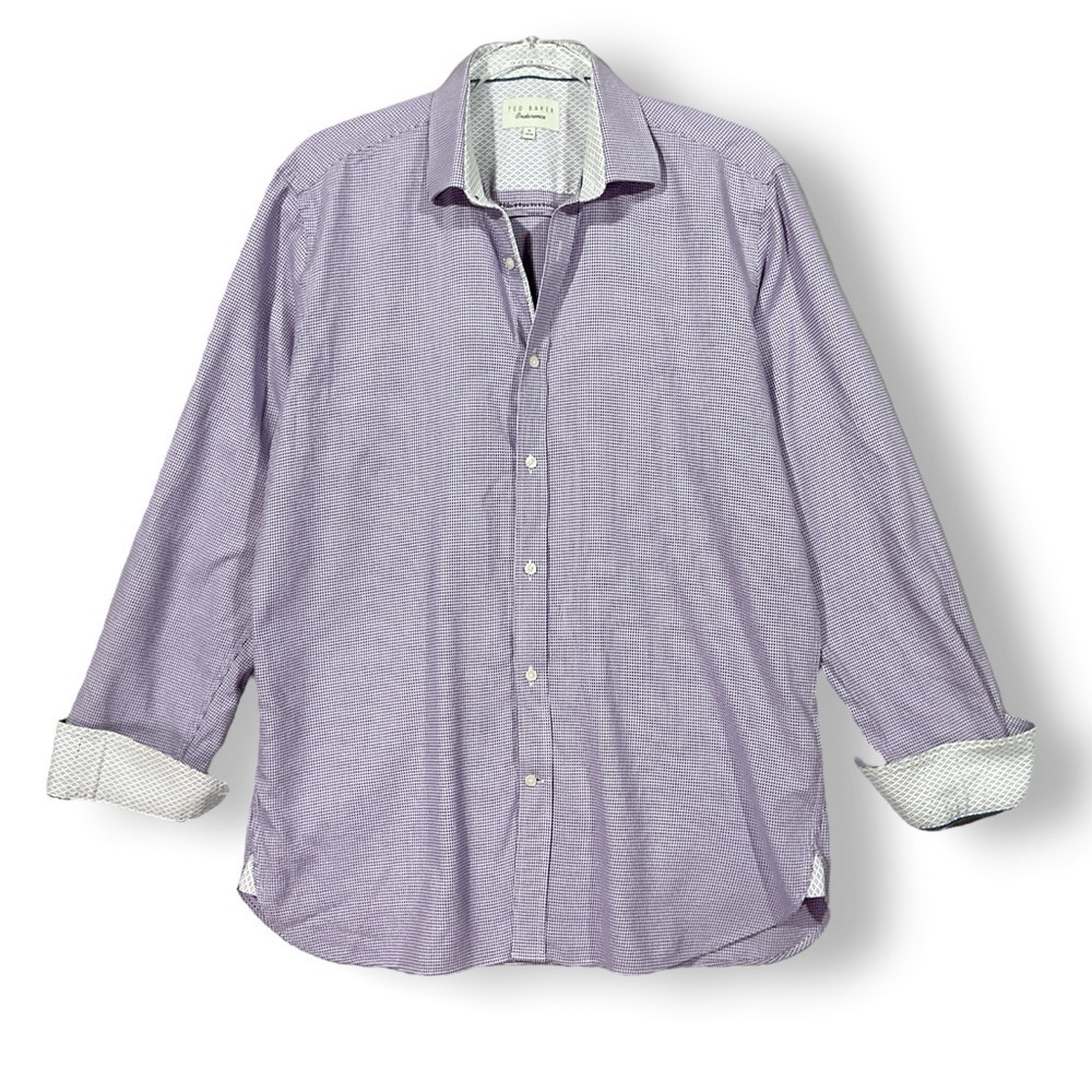 Ted Baker Endurance Mens Shirt Sz L Button Down Purple Contrast Work Casual